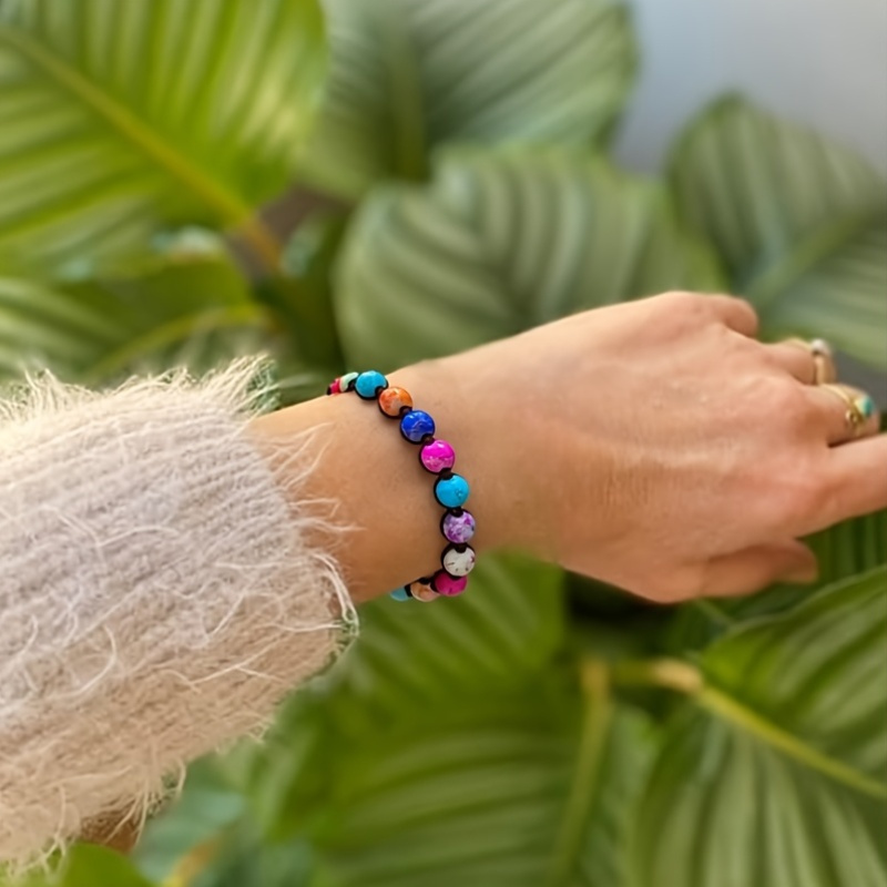 Adjustable Colorful Glass Bead Bracelet Friendship Gift